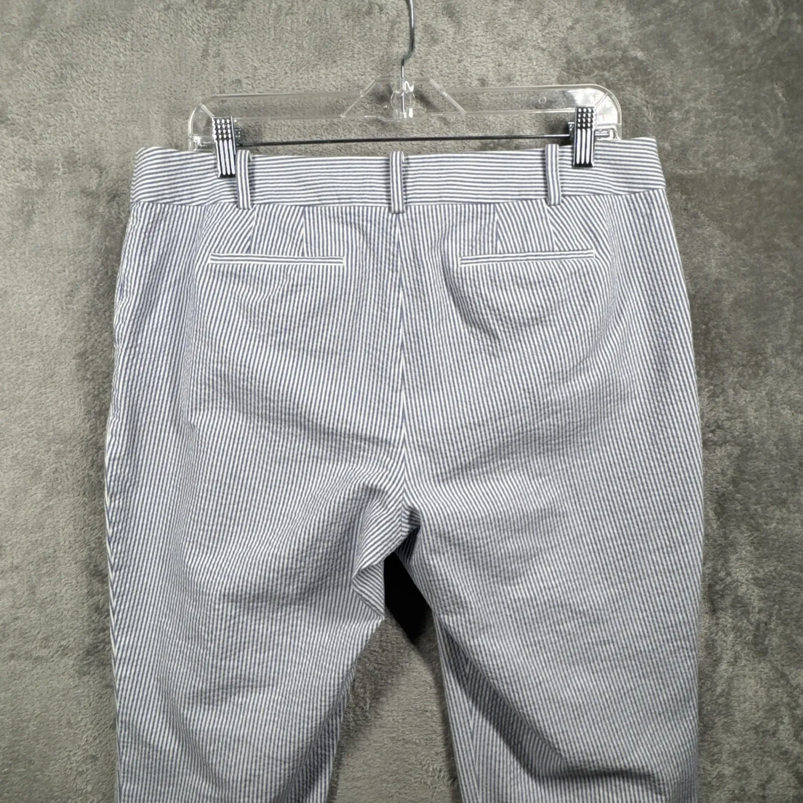 Talbots Crop Pant Women 14P Blue White Stripe Coastal Grandmillennial Seersucker - Image 5