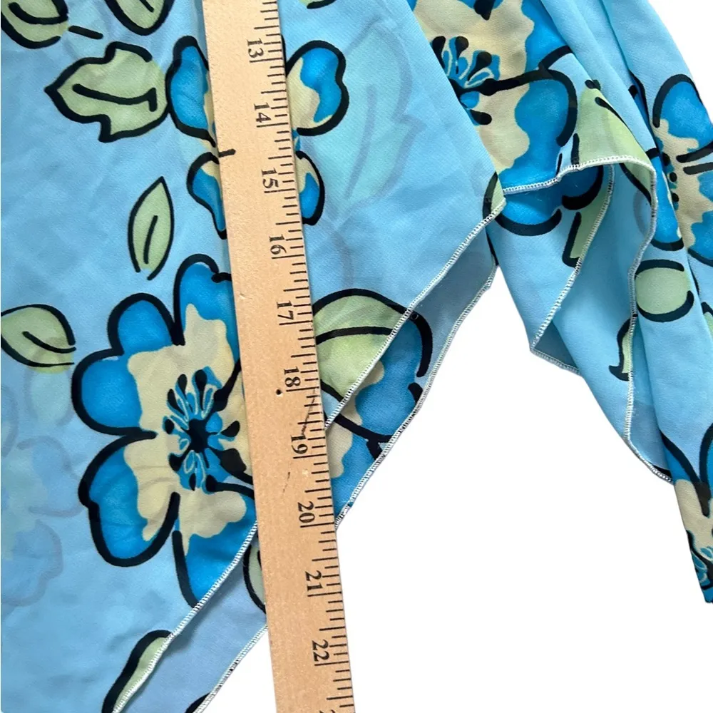 Victoria's Secret blue floral scarf yellow lace halter top size large - Image 7