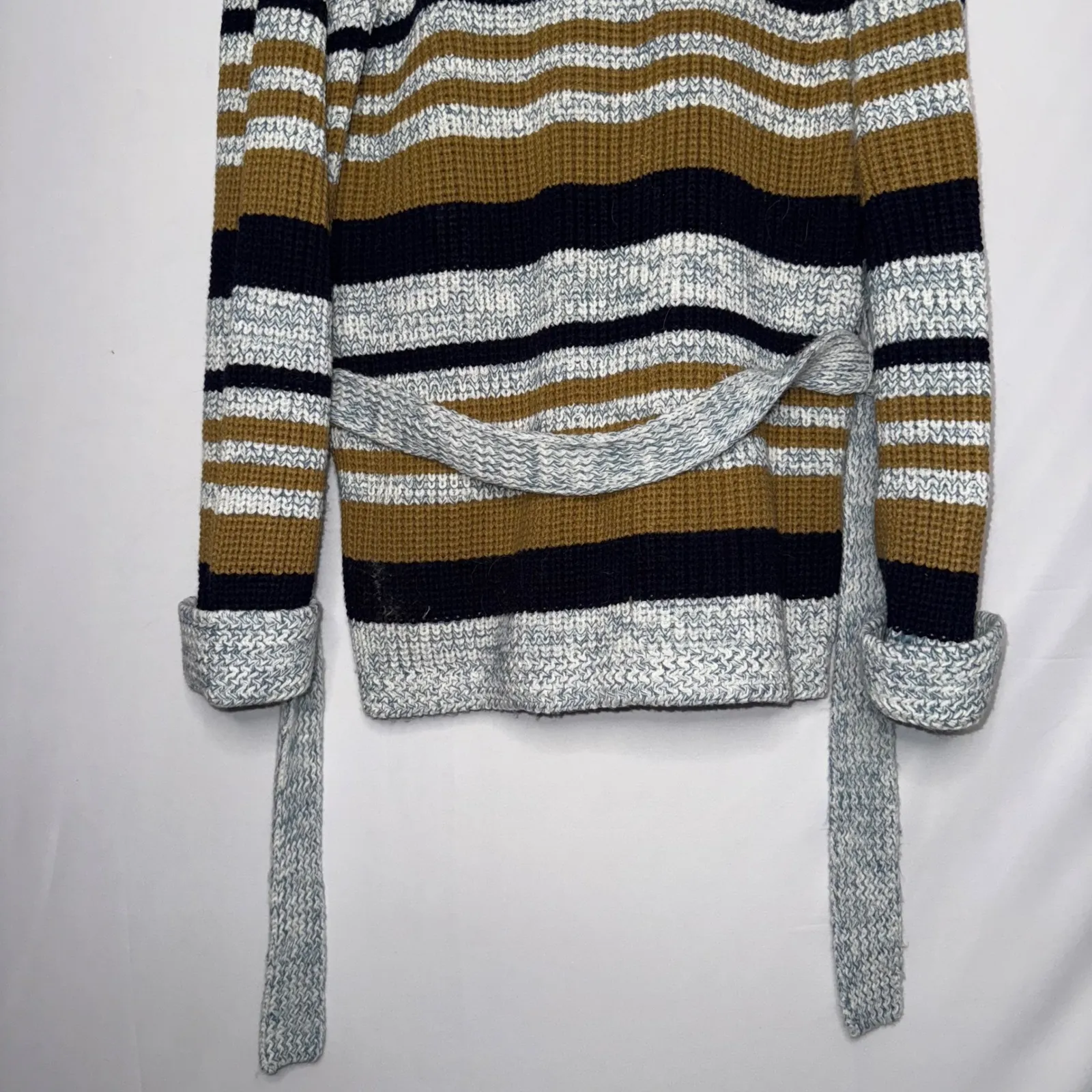 Academia‎ Vintage 80s Montgomery Ward Striped Knit Button Up Cardigan Size L - Image 8