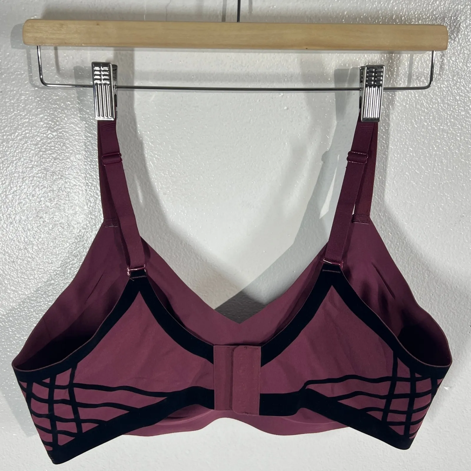 HONEYLOVE Silhouette Bra Burgundy Black Lattice Design Size 1X Style #LWBR0201 Purple - Image 3