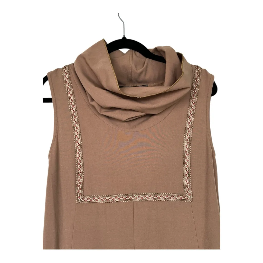 Vintage Tan beige cowl neck sleeveless drop crotch jumpsuit Size S - Image 4