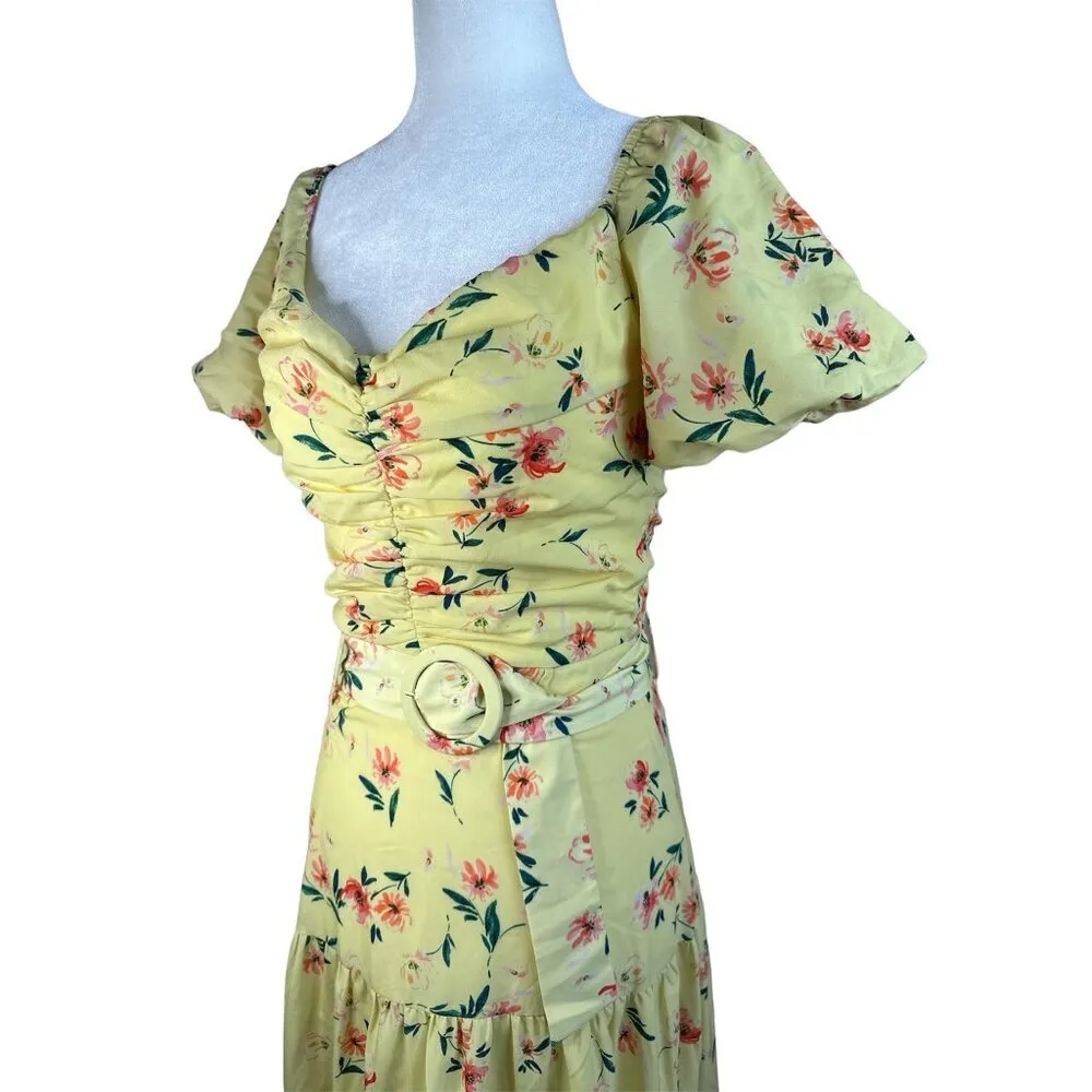Paloma Blue Evie Dress in Yellow XSmall Womens Midi Floral Size XS - Image 8