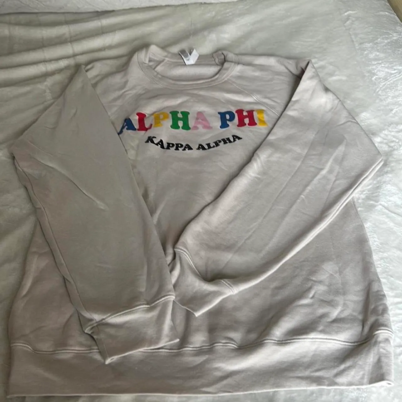 Alpha Phi Tan Sweatshirt Size L - Image 2