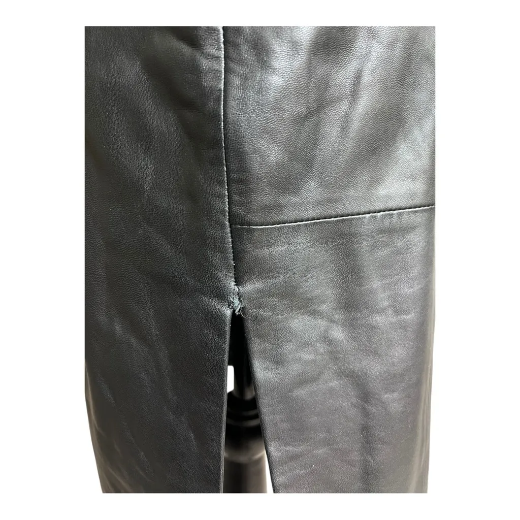Vakko Sports Vintage 80s Black Leather Pencil Skirt Size 2 - Image 7