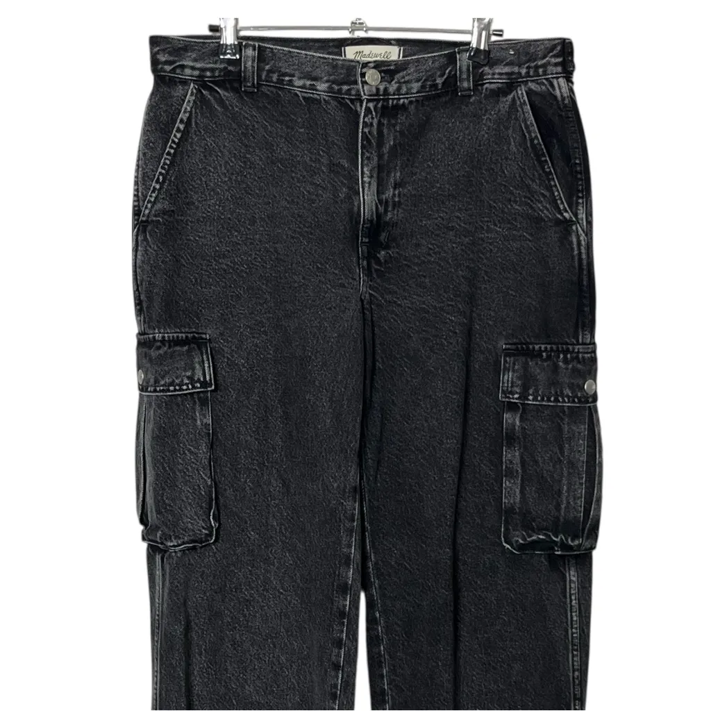 Madewell Low-Slung Straight Cargo Jeans Ranney Wash Black Size 29 Y2K Utility - Image 4