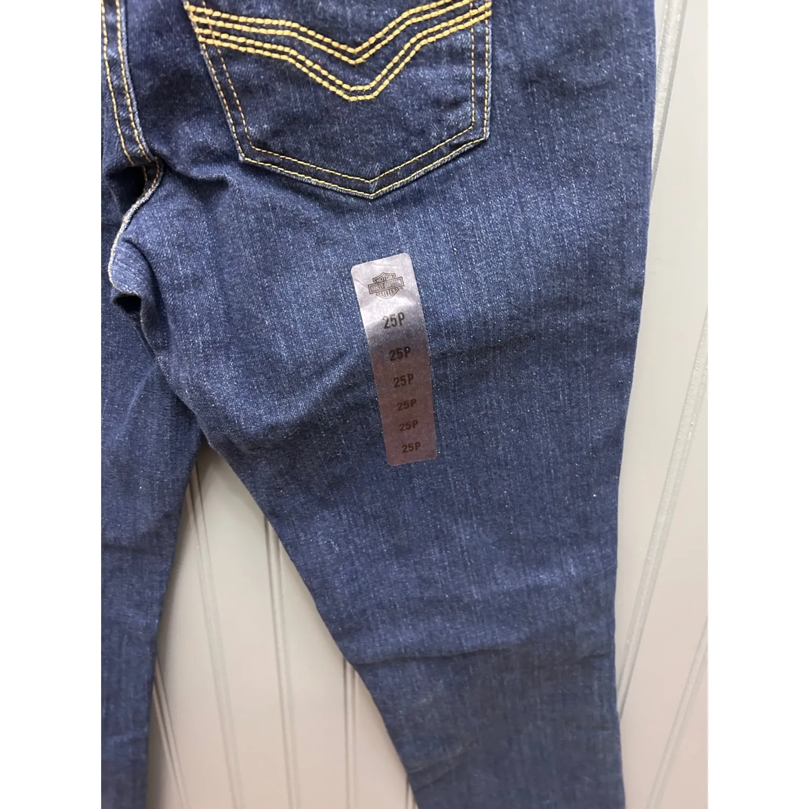 Harley Davidson Womens 25 Petite Mid Rise Straight Leg Dark Wash Denim Jeans - Image 6