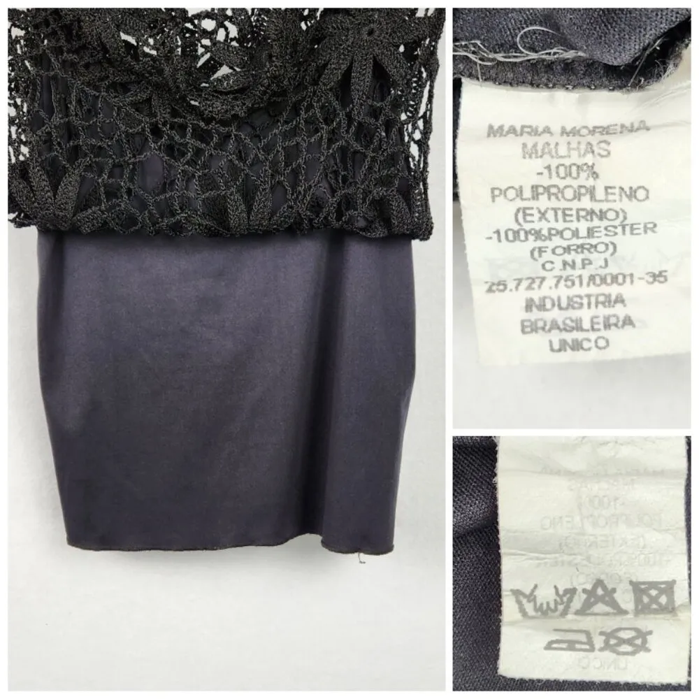 Maria Morena Womens Floral Crochet Mesh Tank Top Size S (estimated) Black - Image 5