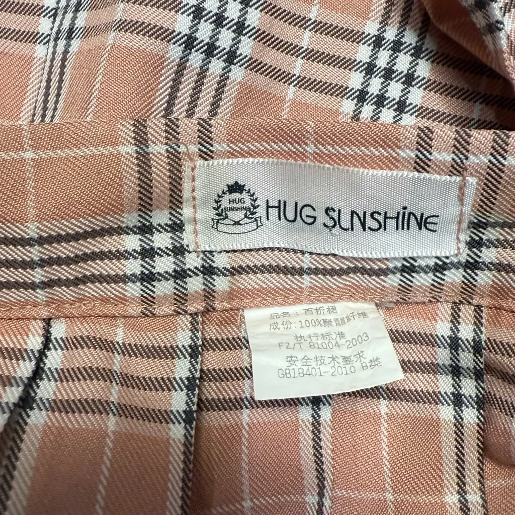 Plaid Pink Pleated Skirt Orange Size undefined - Image 4