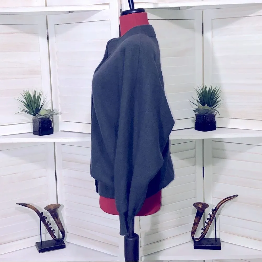 Vintage 80s 90s Gray Embroidered Knit Cardigan Floral Appliqué Medium - Image 7