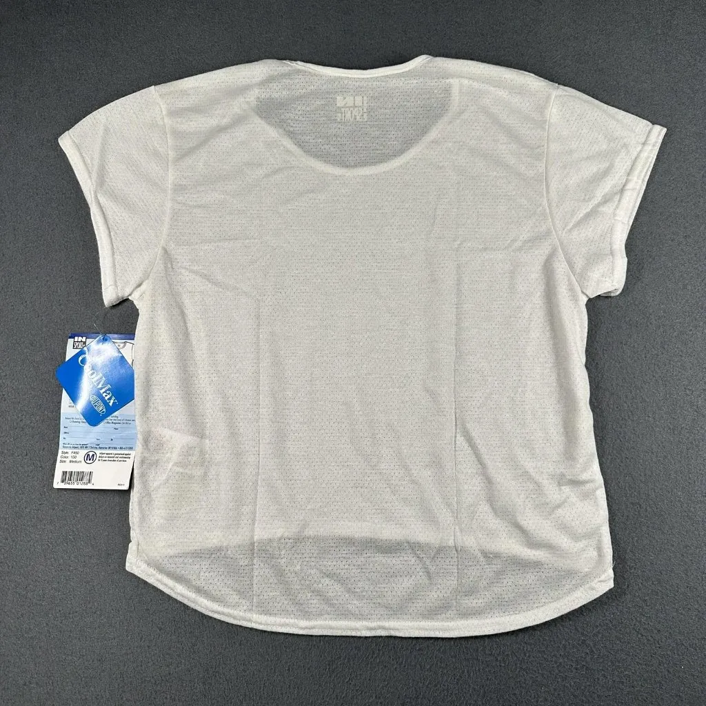 InSport Cooler Top Shirt Womens Medium White CoolMax Mesh Crop Cap Sleeve USA - Image 10
