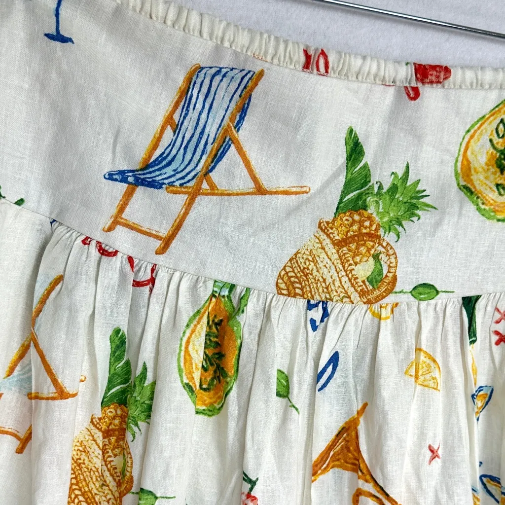 Calypso St Barth Maxi Skirt XL Linen Rayon Blend Party Picnic Beach Pockets New - Image 3