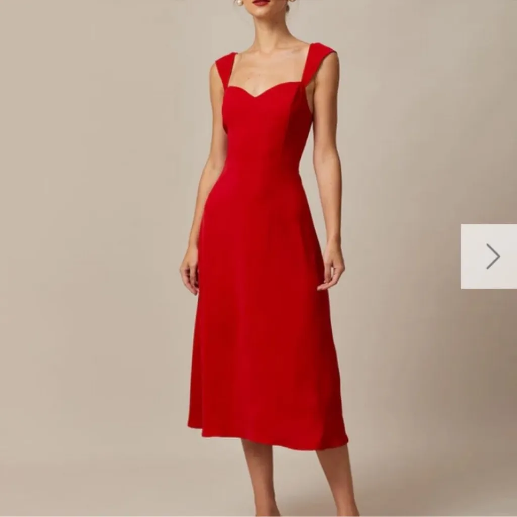 RIHOAS The Red Sweetheart Neck Cap Sleeve midi dress NWT Size M - Image 4