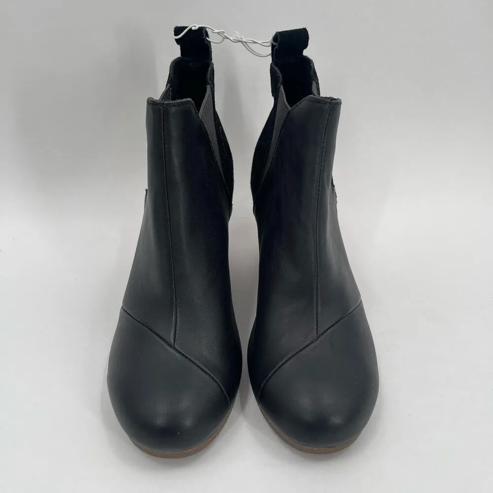 TOMS Boots Size 6 Women's Kelsey Ankle NWOT Black Leather NEW Wedge Slip On - Image 2