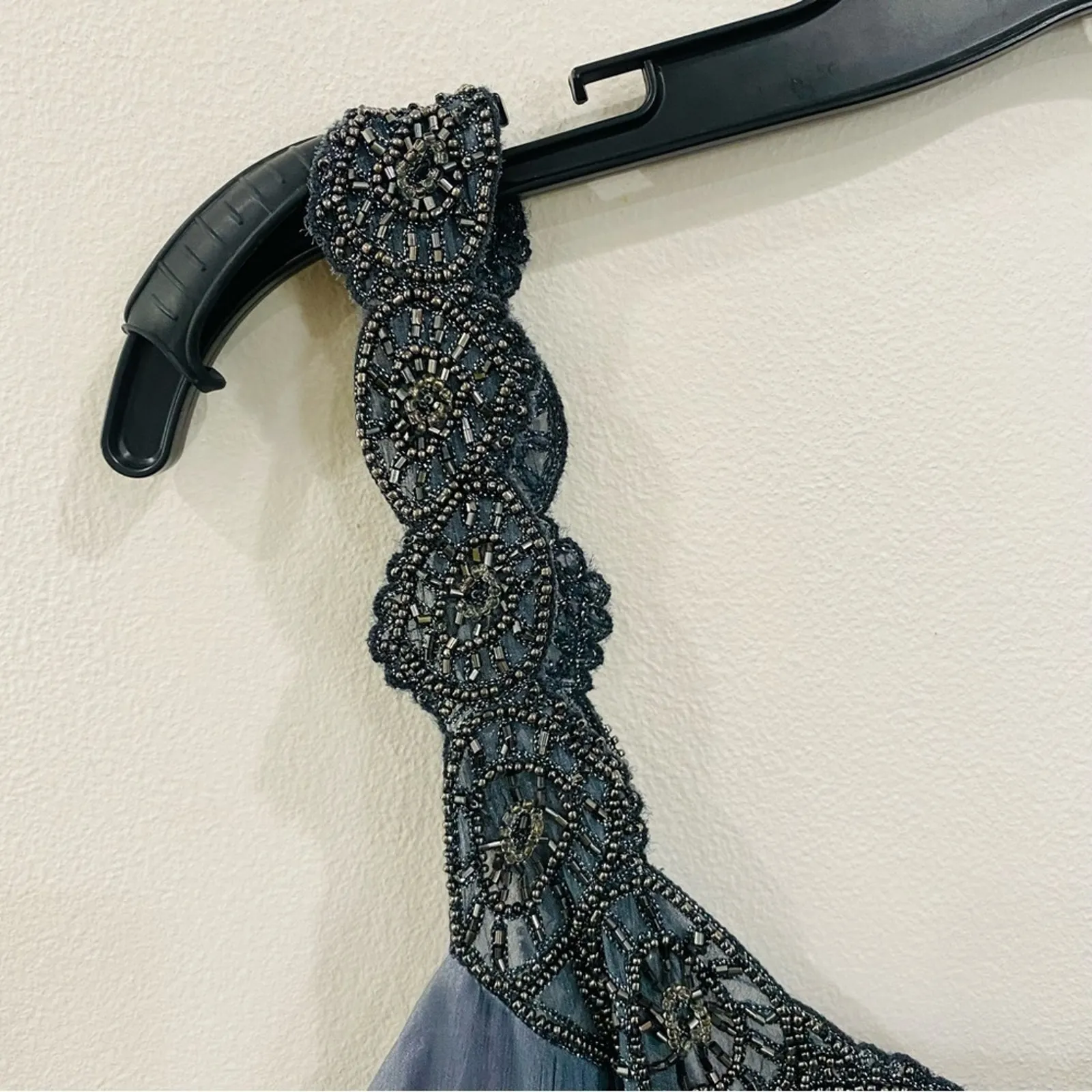 Adrianna Papell Beaded Empire Waist Evening Dress Steel Blue Sz 12 NWT Formal - Image 4