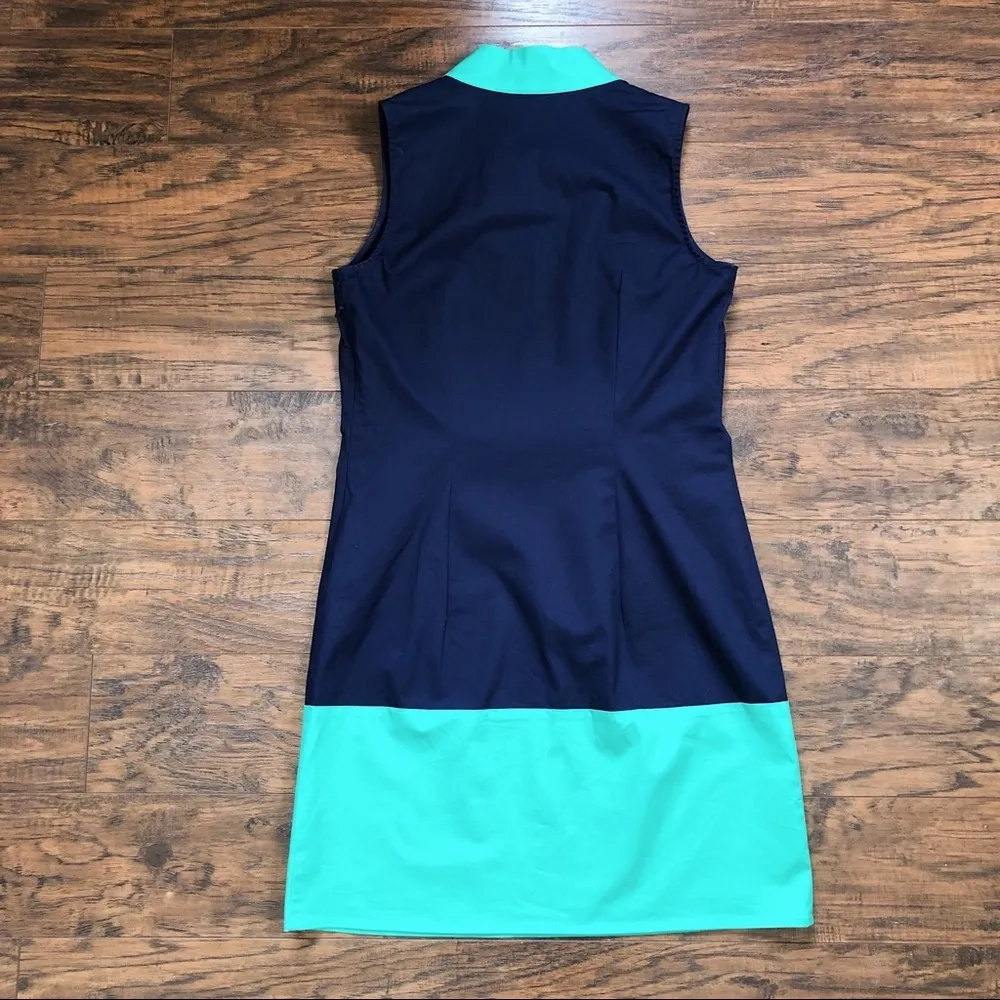 Sail To Sable • Classic Tunic Dress color block shift sleeveless navy green - Image 11