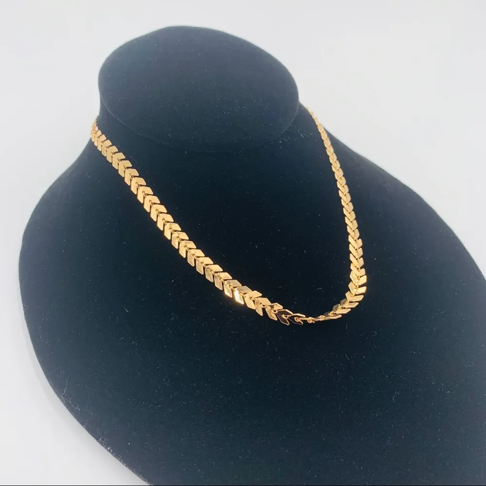 NWT Boho Golden Arrow Leaf V Link Choker Necklace - Image 5
