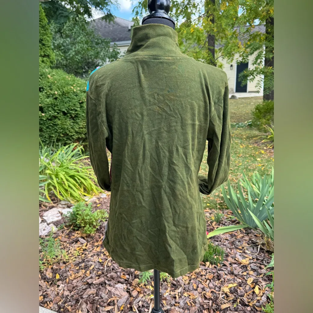 Colorful Embroidered Patchwork boho hippie Women's Jacket Green Size undefined - Image 3