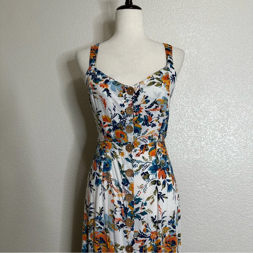 Angie Boho Floral Button Down Maxi Dress, Sz Small - Image 2