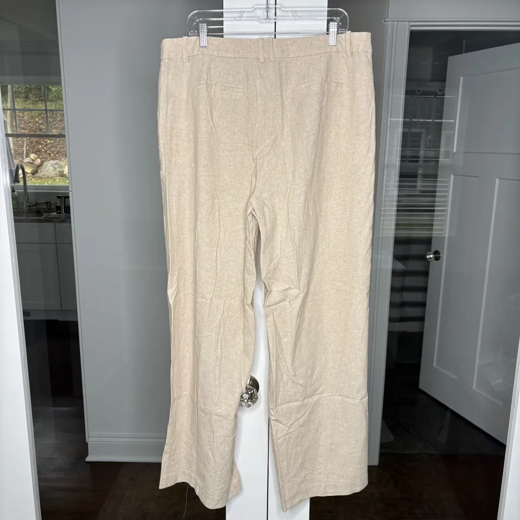 NWT J. Crew Tall Linen-blend Remy High-rise Wide-leg Pant Yarn Dye Flax - Image 3