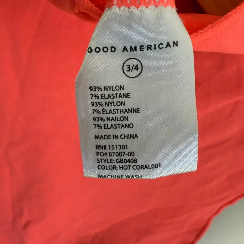 Good American Hot Coral Mock Neck Sleeveless Bodysuit | 3/4 - Image 5