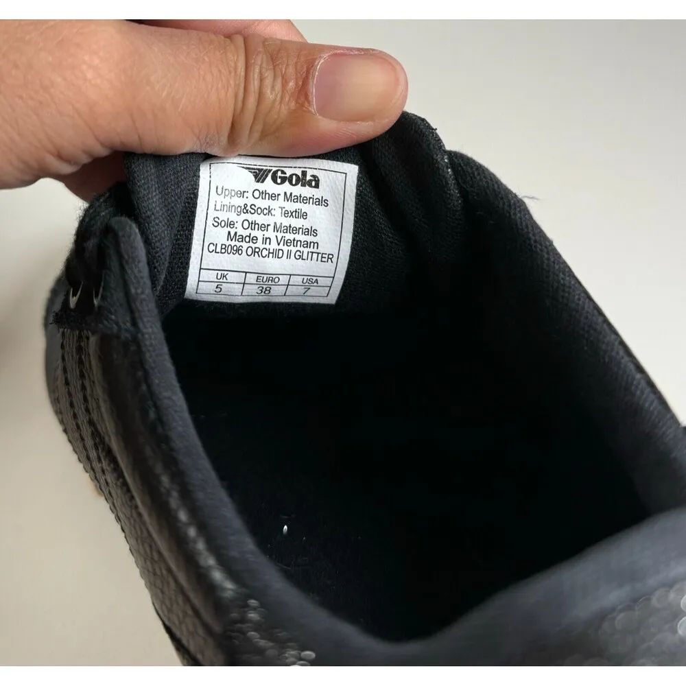 Gola Orchid II Glitter Womens Shoes Black Leather Casual Low Top Sneakers Size 7 - Image 9