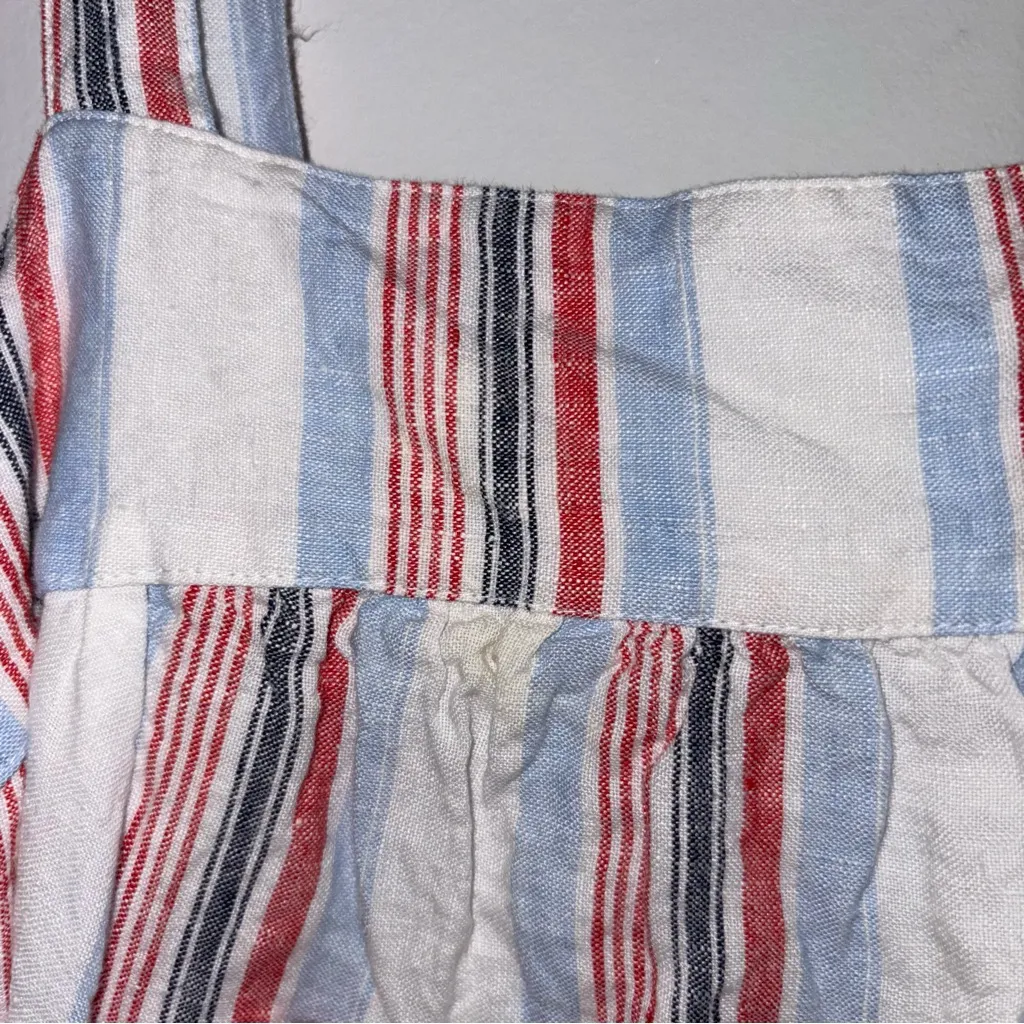 Crown & Ivy Linen Striped Tiered Sleeveless MIDI Dress White Red Blue Curvy 2X - Image 4