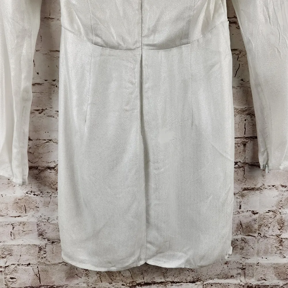 DUNDAS x  Harlow Mini Dress in Metallic Ivory XS *No Brooch* - Image 8