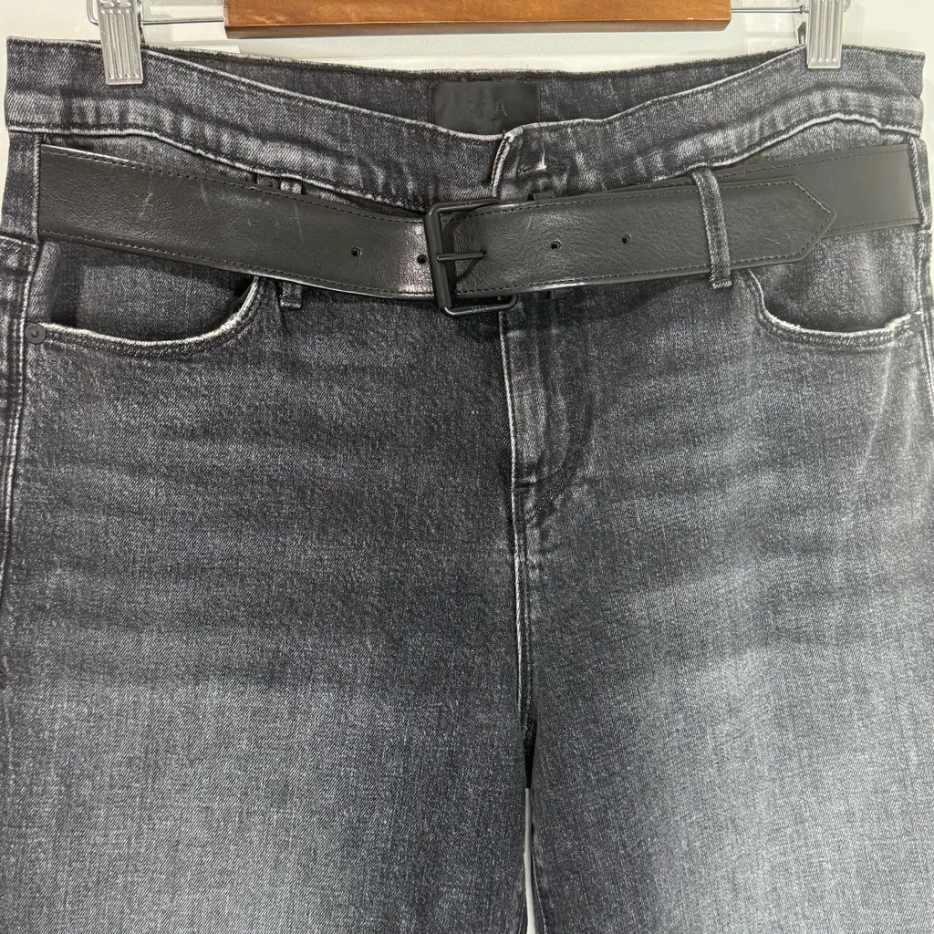 RTA Dexter Half Belt High Rise Straight Leg Jeans in Studio Black Size M (6) - Image 5