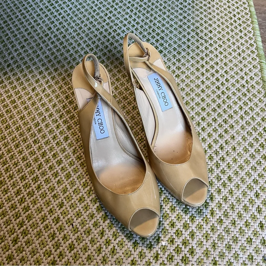 Jimmy Choo Peeptoe Slingback Heel Nude 4.5” - Image 2