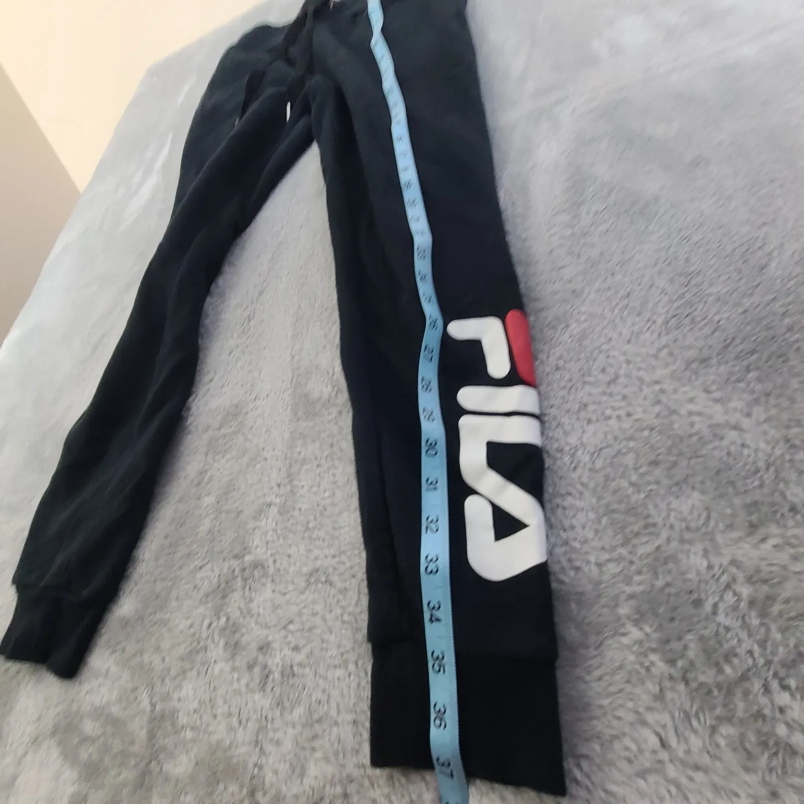 FILA Womens Graphic Tracksuit Trousers Joggers Size Small Black Cotton - Image 9