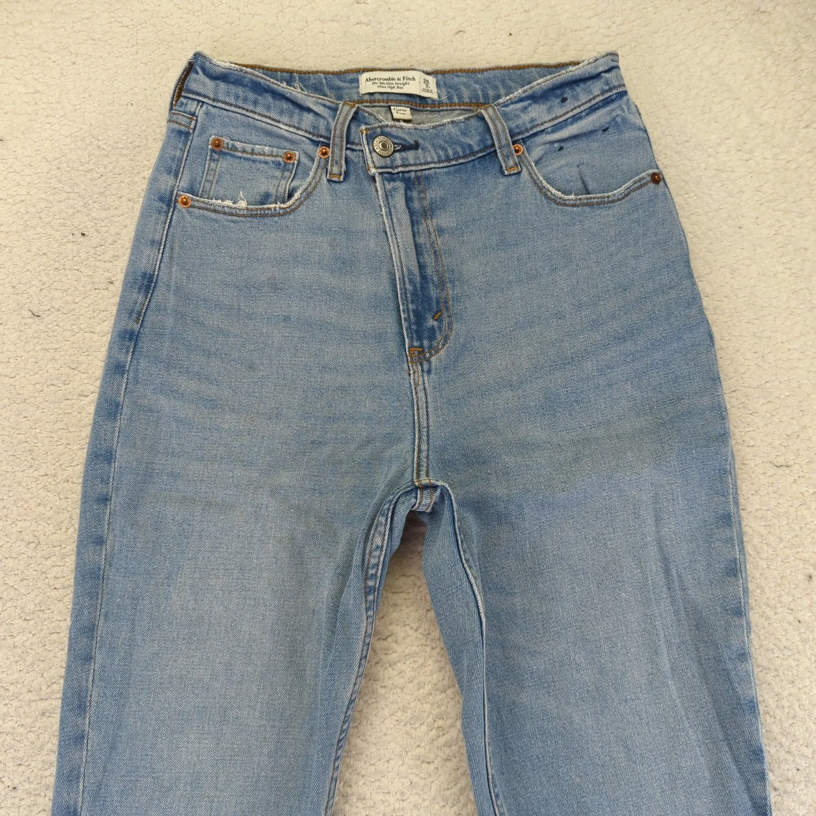 Abercrombie Fitch The 90s Slim Straight Ultra High Rise Curve Love Jeans Size 26 - Image 3