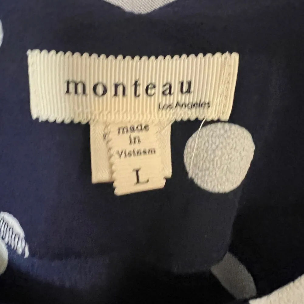 Monteau Women's Cold Shoulder Polka Dot Blouse Sz L - Image 4