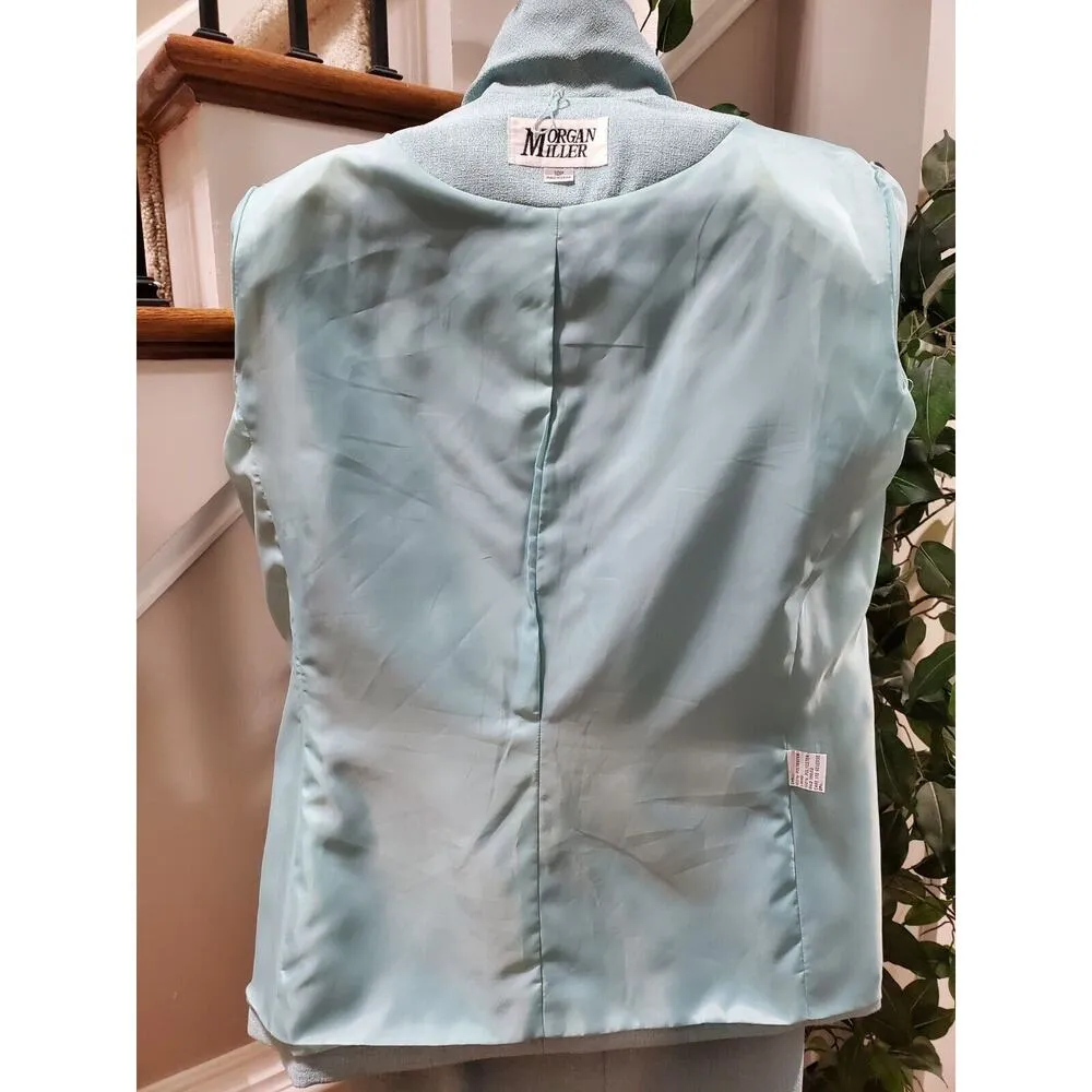 Morgan Miller Women Blue Polyester Single Breasted Blazer & Skirt 2 Pcs Suit 10P - Image 10