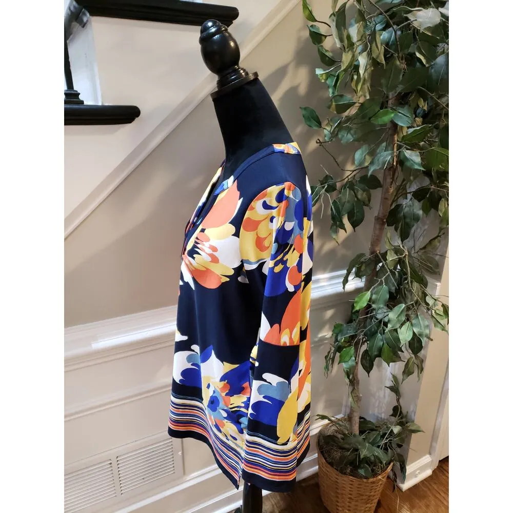 Melissa Paige Blouse Women's Multicolor Size M Long Knot Sleeves Floral Print - Image 7