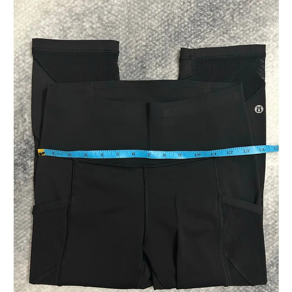 Lululemon Non Reflective 19" Cropped Side Pockets Black Leggings Size 6 Small - Image 5