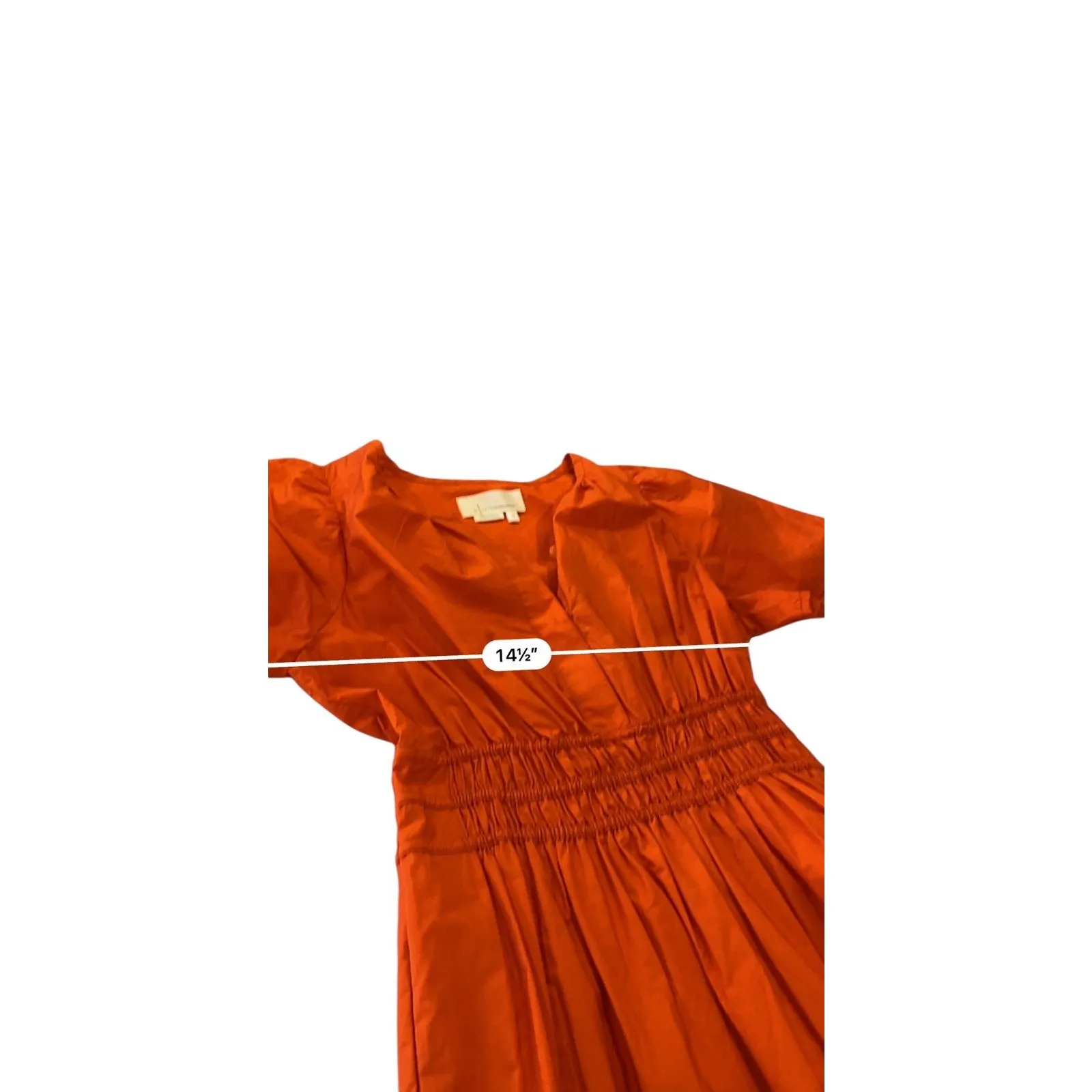ANTHROPOLOGIE The SOMERSET orange flutter sleeve tiered maxi dress SIze X Small - Image 7
