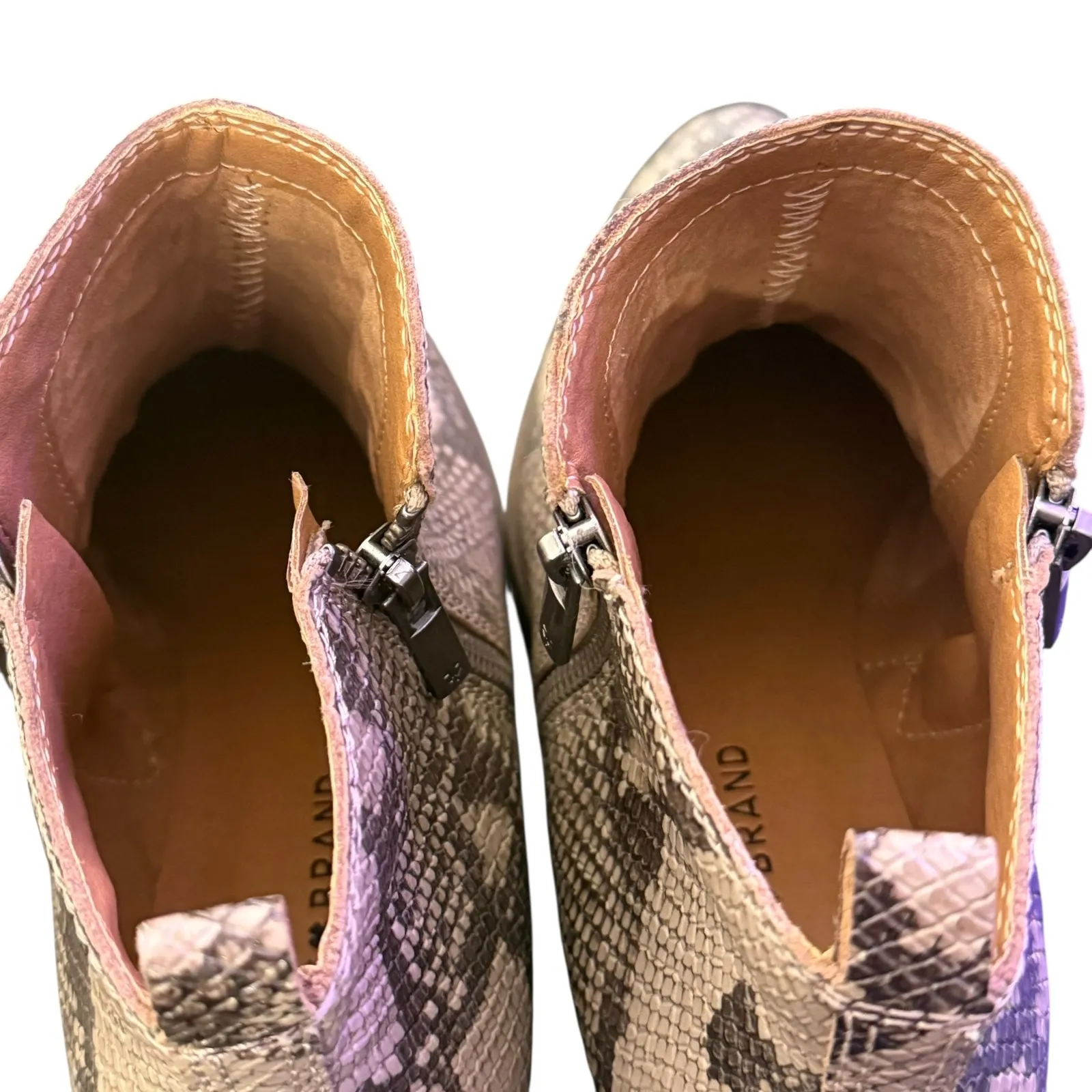 Lucky Brand Basel Booties Snakeskin Print Ankle Boots Zip Up Womens 9.5 Leather‎ - Image 9