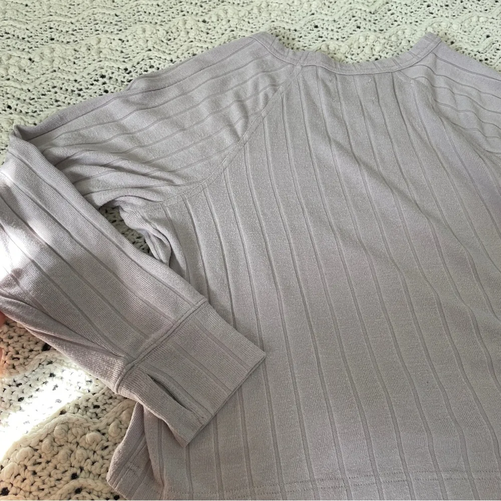 Aerie Offline Ribbed Knit Long Sleeve Pullover Top Lavender (Medium) crop preppy - Image 3