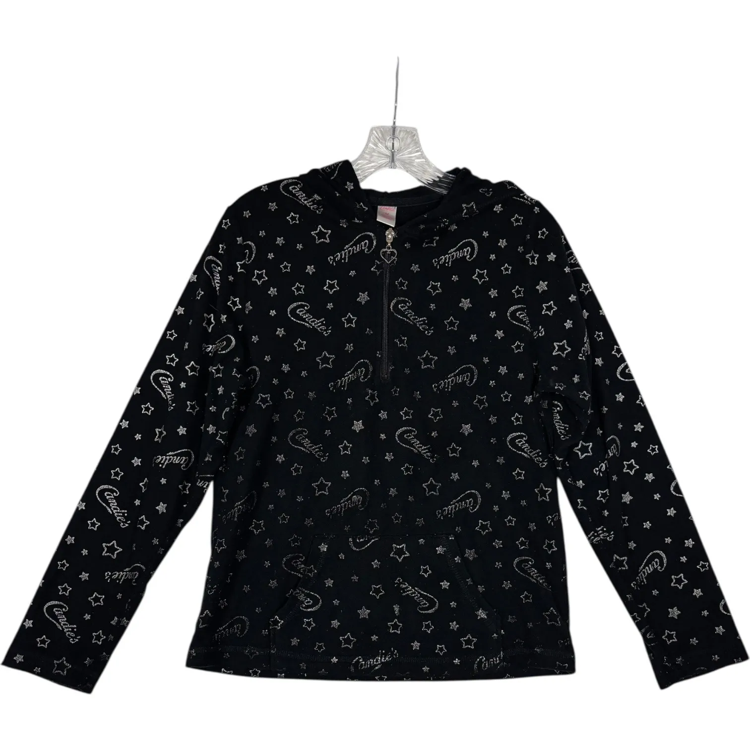 Candies Y2K Black Velour Star Logo Lounge Set Hoodie Flare Leg Pants Womens sz M Size M - Image 2