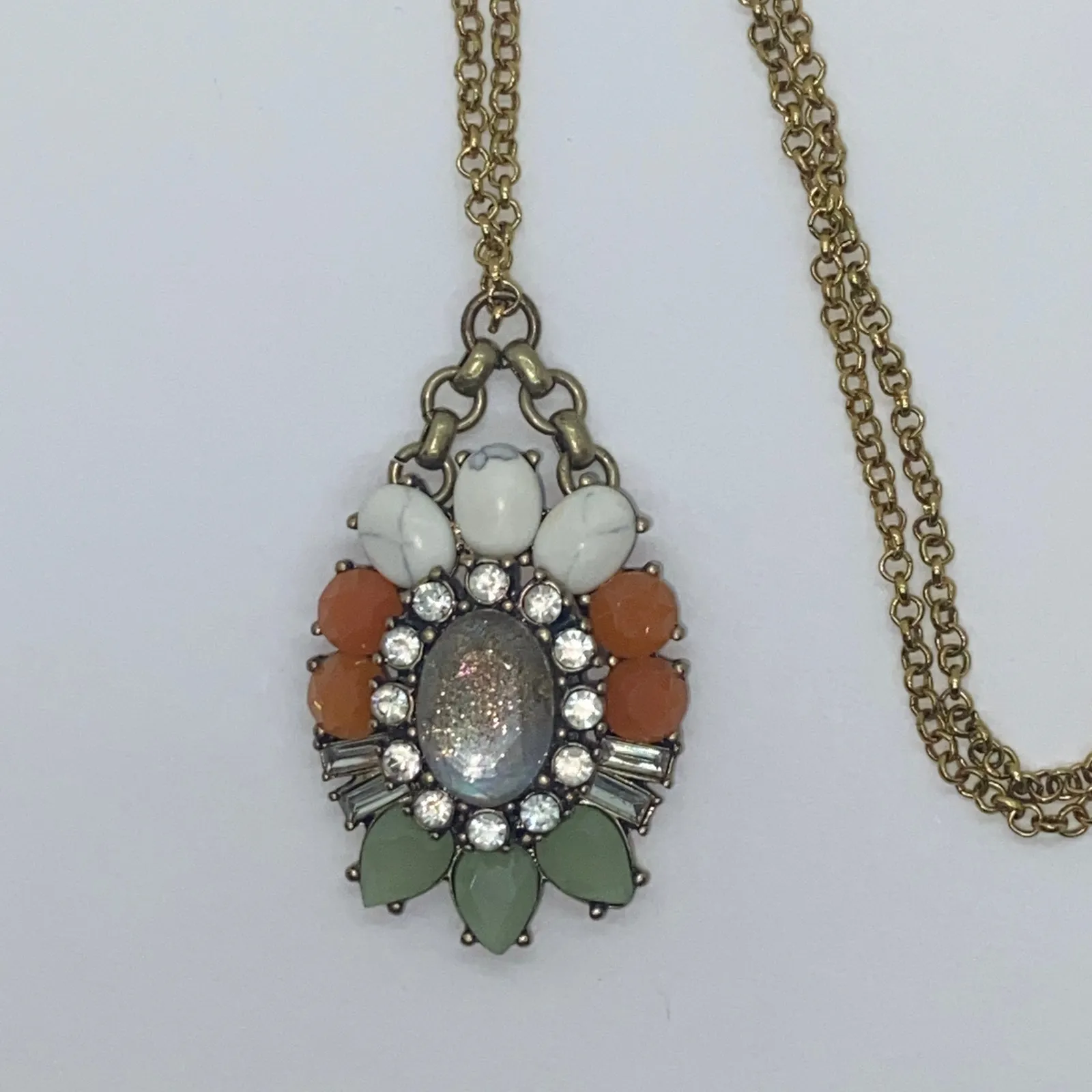 Bronze-Tone Multicolor Glitter Sparkle Necklace - Image 4