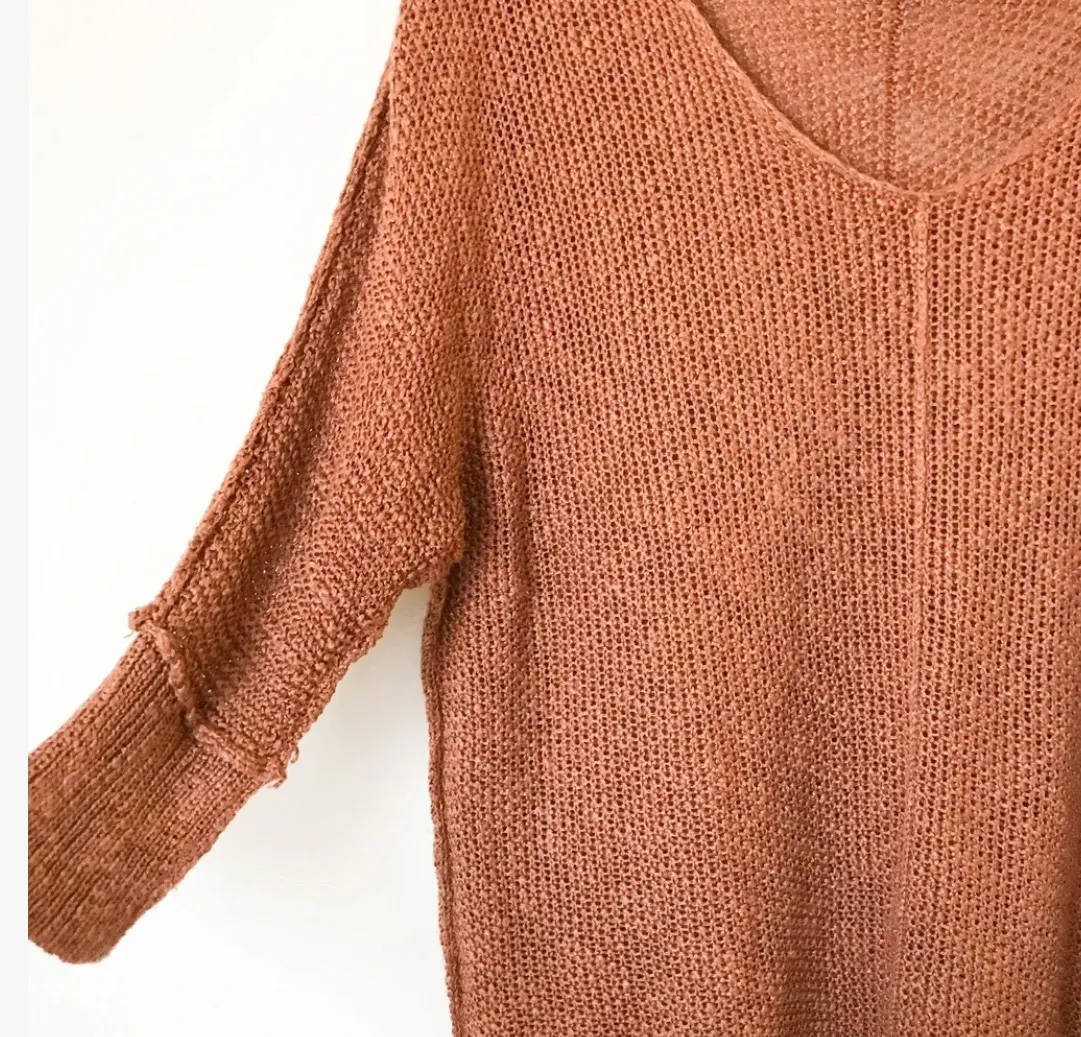 Hyped Unicorn Burnt Orange Open Knit Sweater - Image 2