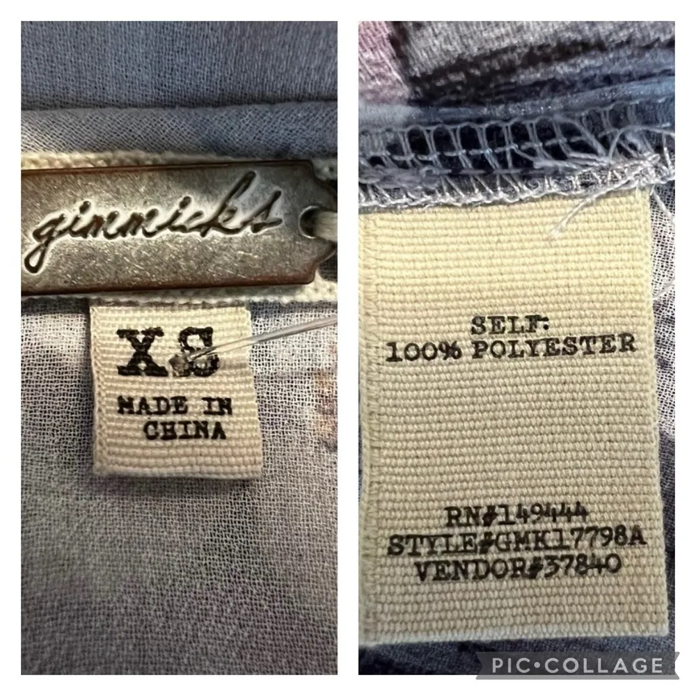 Gimmicks by BKE Floral Cold Shoulder High Low Grey Top XS Boho Peasant Flowy Mod - Image 17