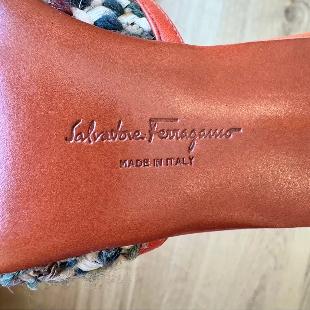 Salvatore Ferragamo Carolin Tweed Mule Lacquer Kitten Heel, Orange, Size 8, EUC - Image 6