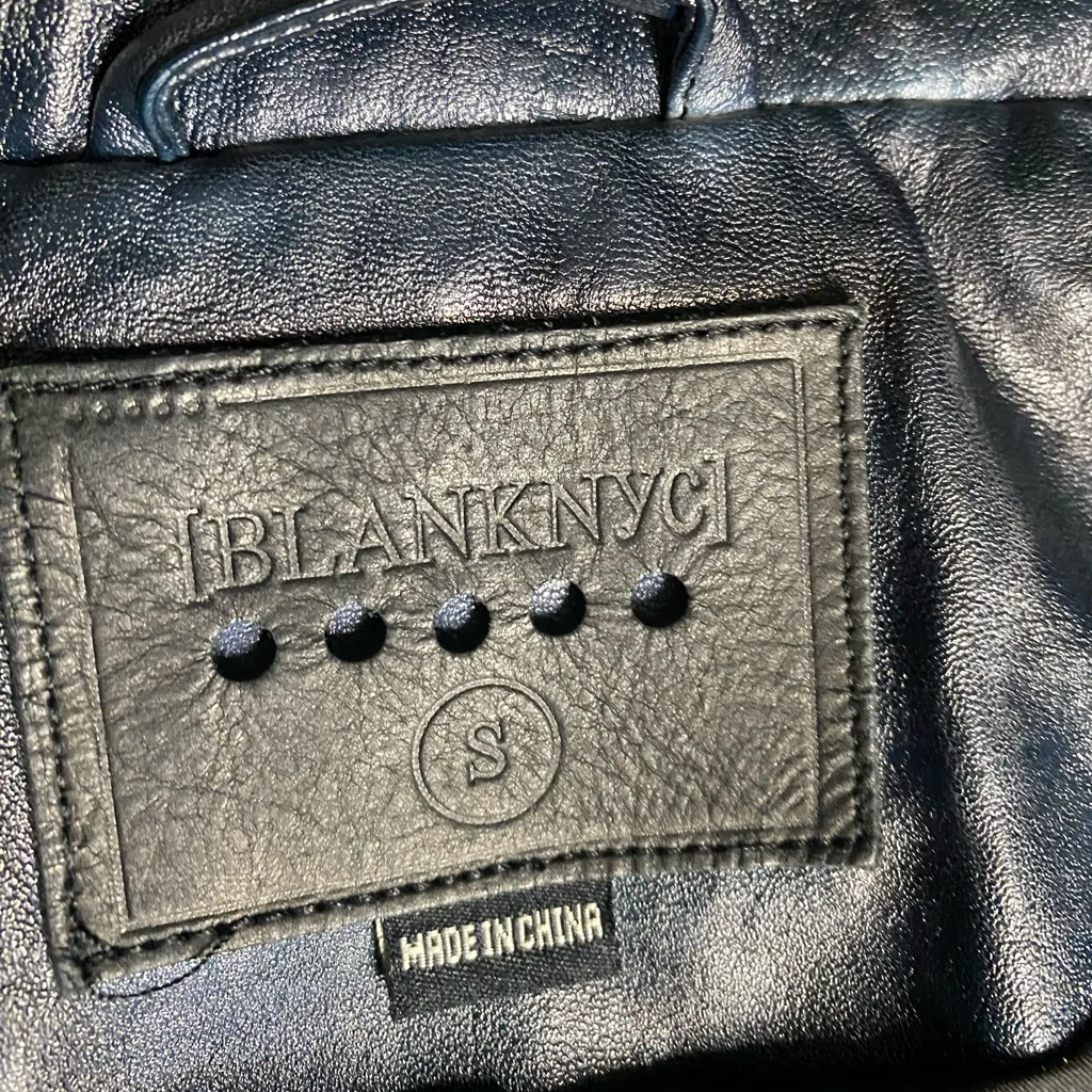 BLANKNYC Tie-Dye Moto Jacket Small S Faux Leather Zipper Accents Biker NYC - Image 11