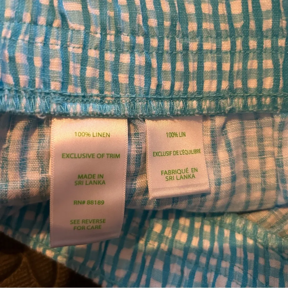 Lilly Pulitzer 4” Lilo 100% Linen Mid Rise Pull On Blue & White Gingham Shorts - Image 6