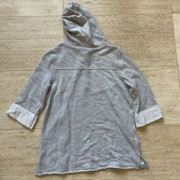 Soft‎ Surroundings Gray French Terry Just Beachy Hoodie Sweatshirt S 3/4 Sleeve - Image 6