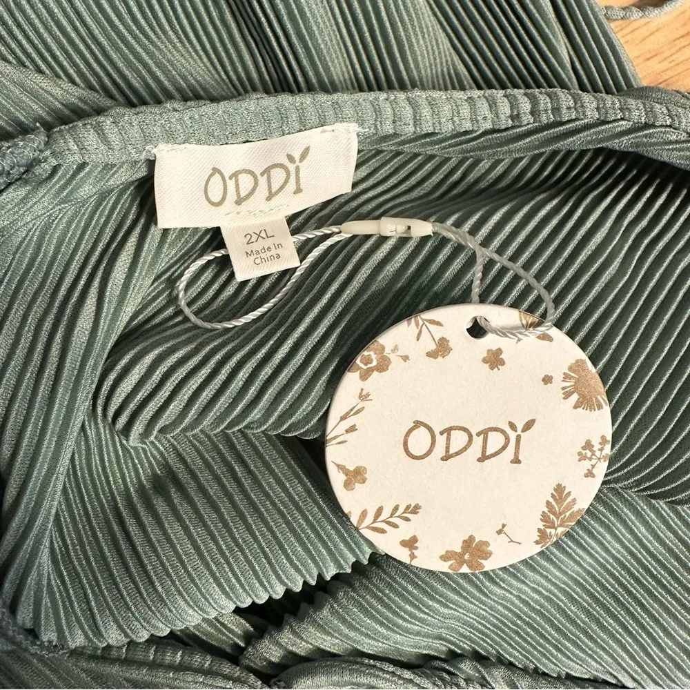 Oddy Sage Green Plisse Sleeveless Jumpsuit size 2X Belted NWT - Image 11