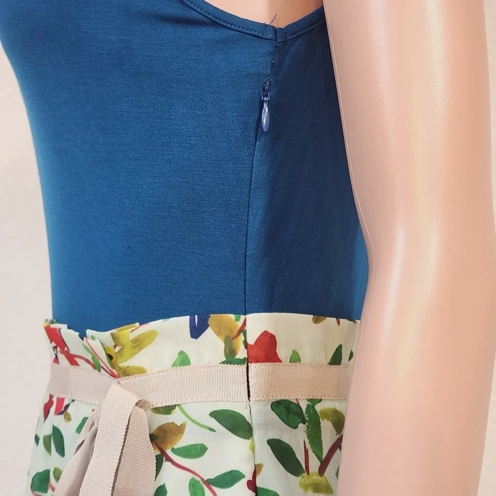 PINK Martini Dress Turquoise Top With Green Bird Design Bottom Gorgeous Size S - Image 6