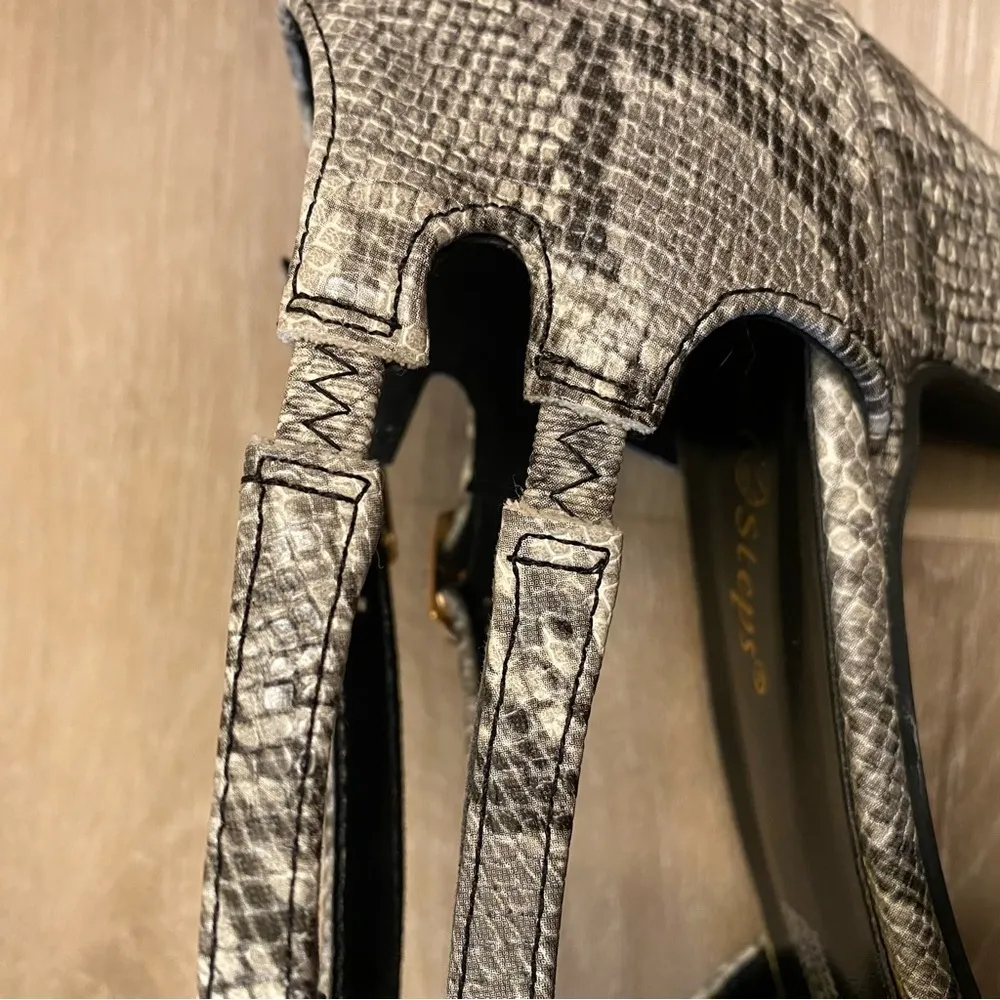 Faux Snake Skin Angel Steps Kitten Heels Women Size 10 Black - Image 5