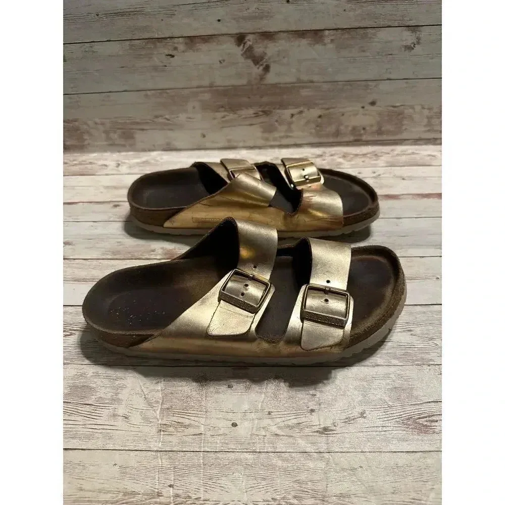 Birkenstock Arizona Soft Footbed Sandal Metallic Size 41 10 Copper Slip-on Boho - Image 3